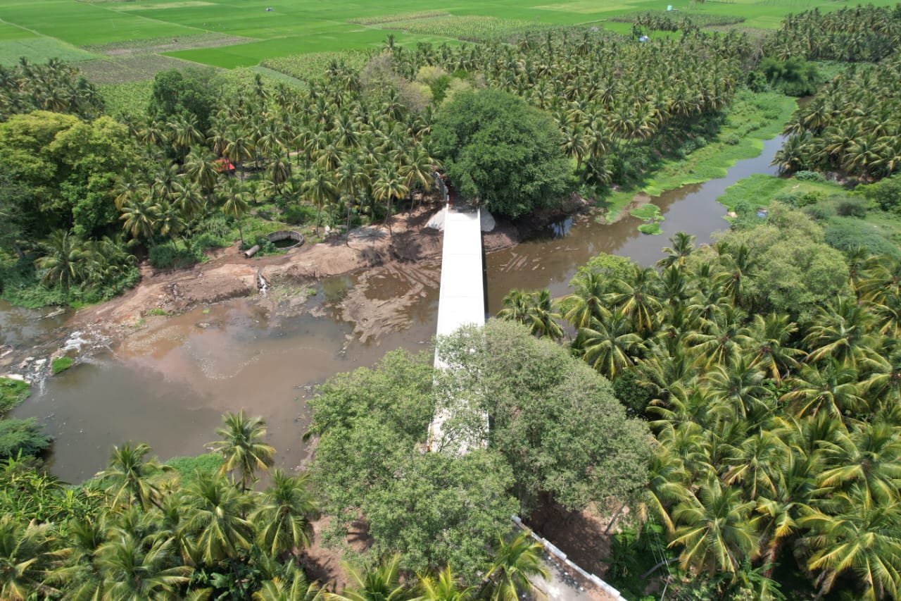 Construction of Bridge across Varaganadhi at Km 0/200 of MelmangalamAgraharam Melmangalam Panchayat in Periyakulam block of Theni District under NABARD RIDF-XXVI 2022-23 | KMC Construction Company, Civil Contractor Theni, Tamil Nadu